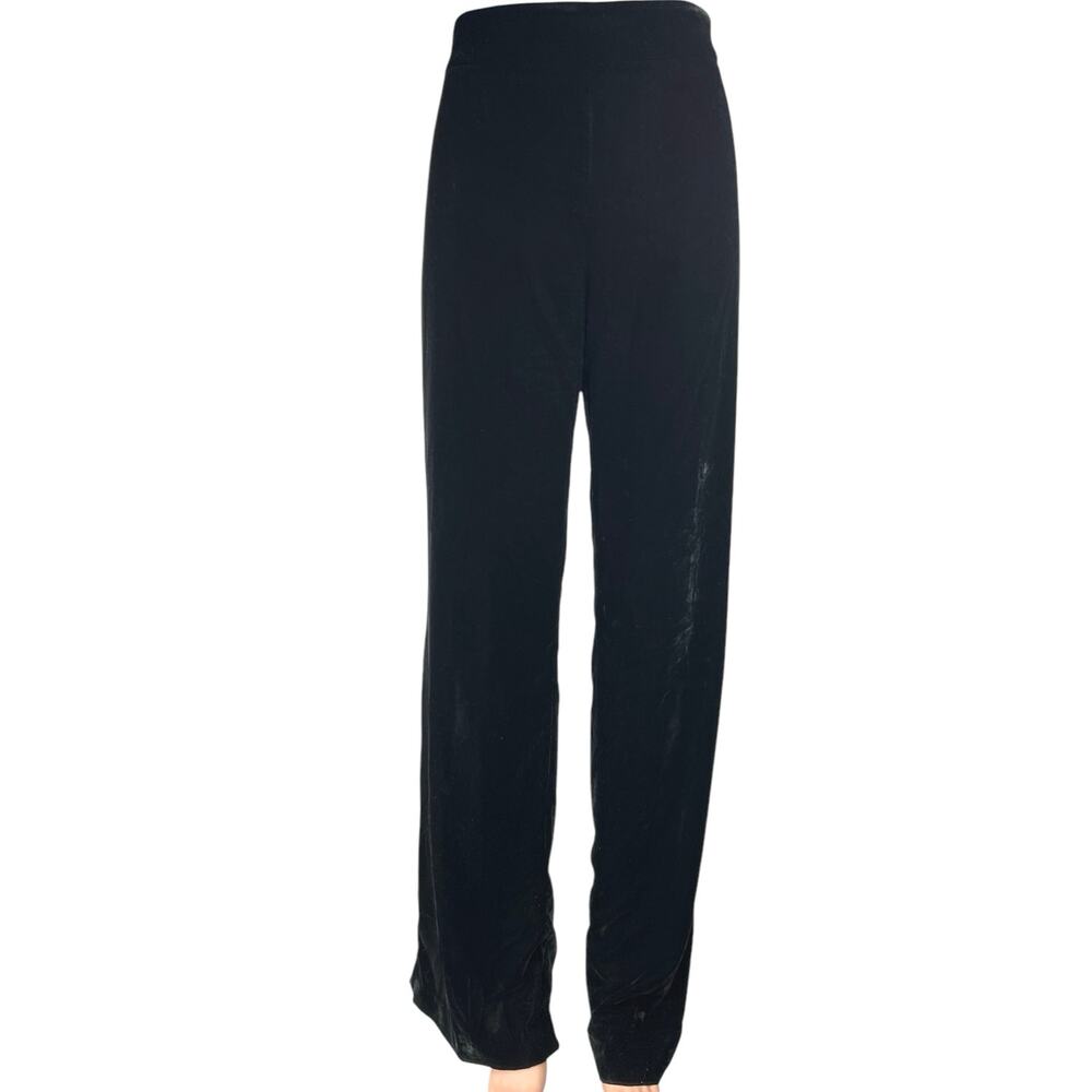Zara Women's Black Velvet Velour High Waisted Straight Trouser Casual Pants Sz S